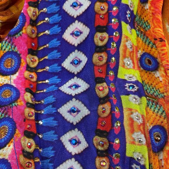 Shahida Parides NWT V-Neck Embellished Hi-Low Dress in Royal Heritage M/L - Picture 4 of 7